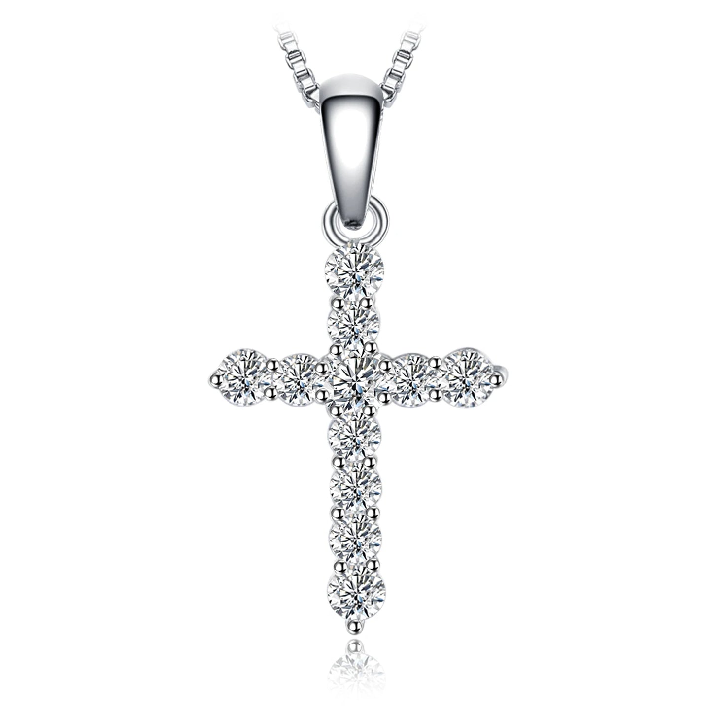 Cross Sideway 925 Sterling Silver Cubic Zirconia Pendant Necklace for Women Yellow Gold Rose Gold Plated No Chain