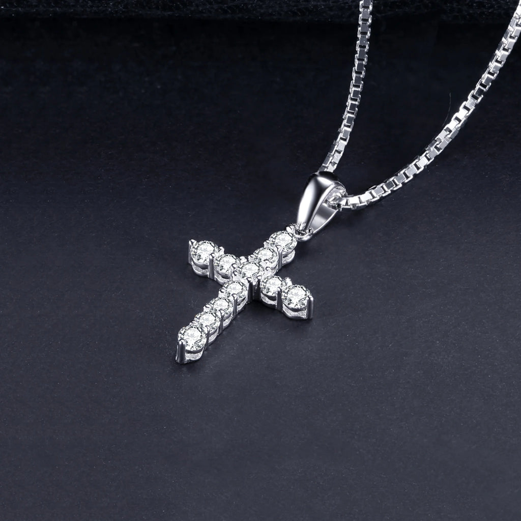 Cross Sideway 925 Sterling Silver Cubic Zirconia Pendant Necklace for Women Yellow Gold Rose Gold Plated No Chain