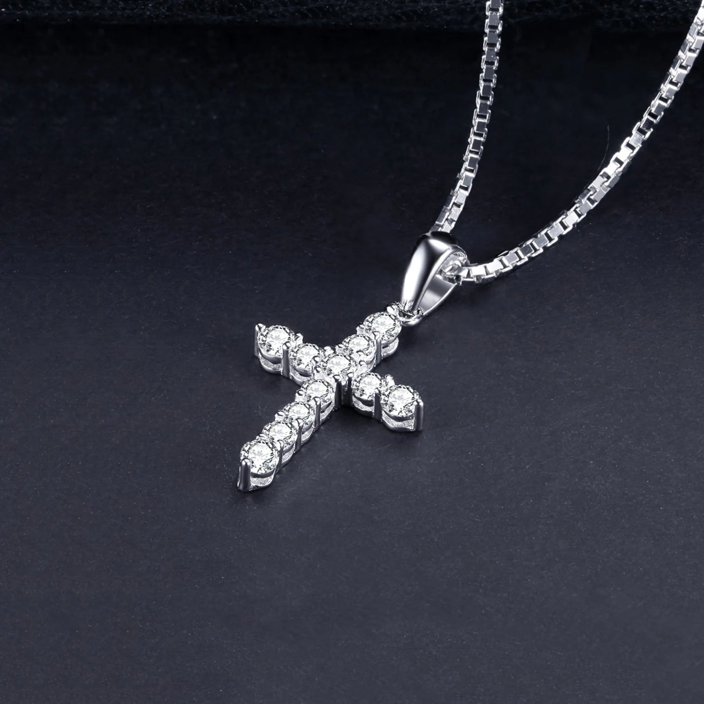Cross Sideway 925 Sterling Silver Cubic Zirconia Pendant Necklace for Women Yellow Gold Rose Gold Plated No Chain