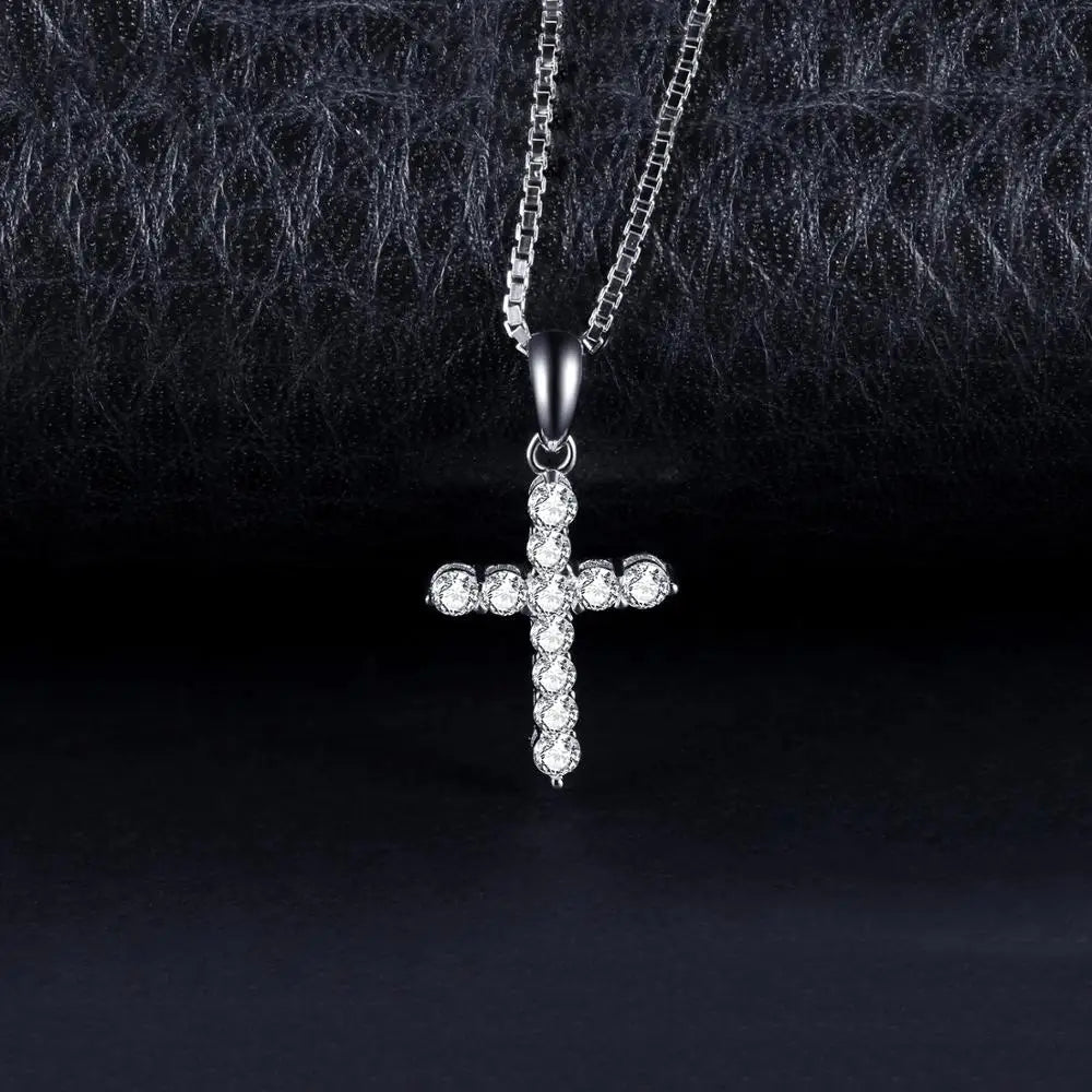 Cross Sideway 925 Sterling Silver Cubic Zirconia Pendant Necklace for Women Yellow Gold Rose Gold Plated No Chain