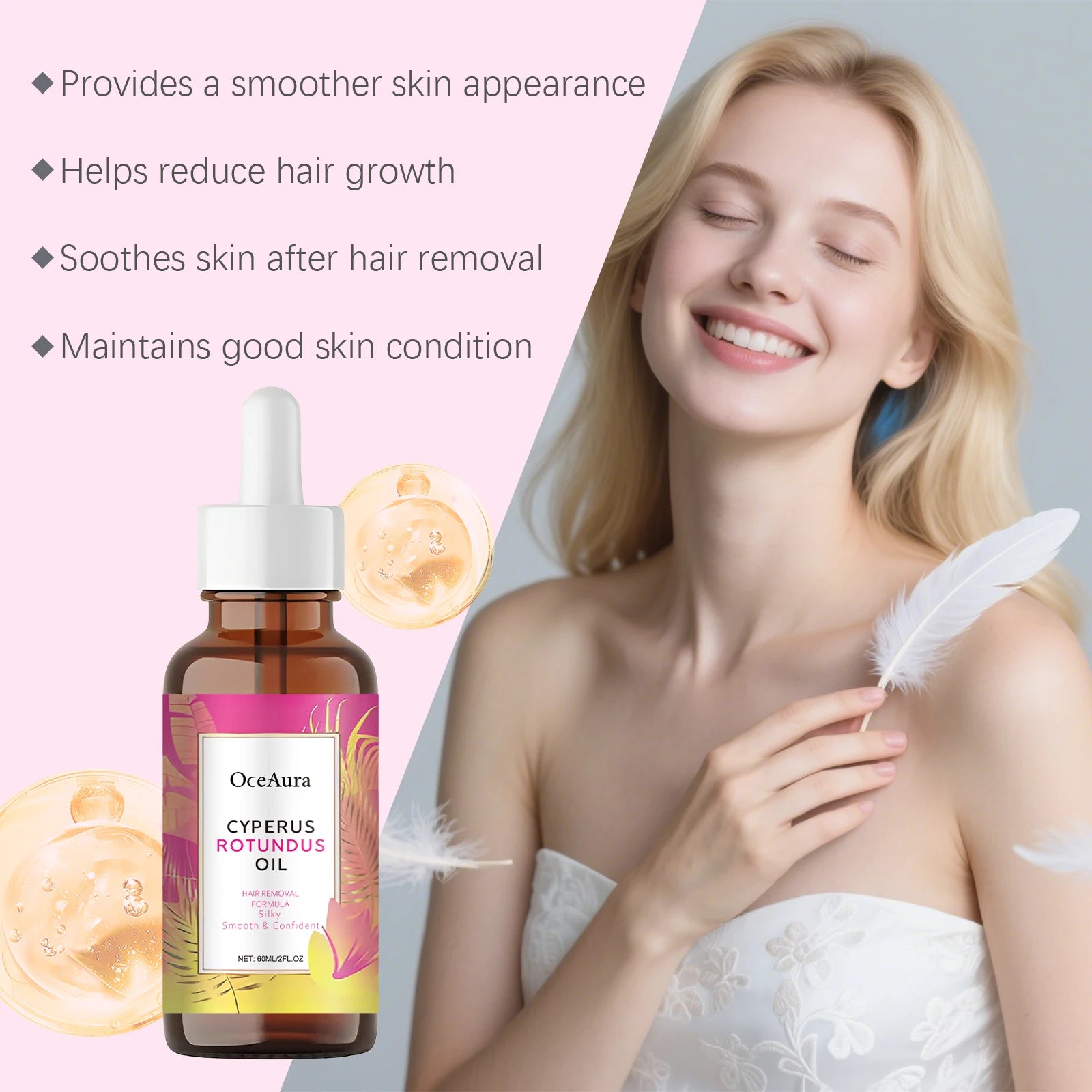 Cyperus Rotundus Oil for Hair Removal Soft Smooth Skin Care Deep Hydration anti Hair Growth Inhibition after Shave Oil