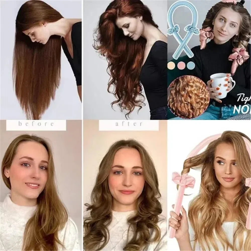 Transform Your Look Overnight with Our Heatless Curling Rod Night Cap - Effortless Lazy Hair Curlers and Soft Headband for Stunning Curls!
