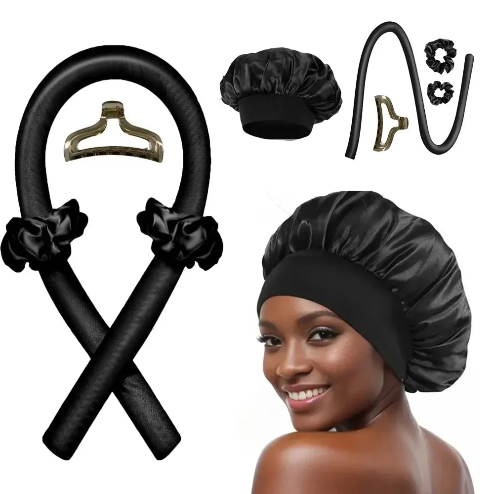 Transform Your Look Overnight with Our Heatless Curling Rod Night Cap - Effortless Lazy Hair Curlers and Soft Headband for Stunning Curls!