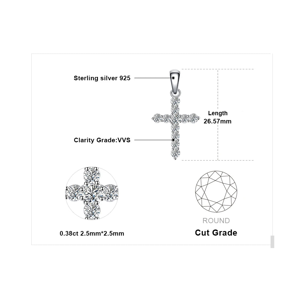 Cross Sideway 925 Sterling Silver Cubic Zirconia Pendant Necklace for Women Yellow Gold Rose Gold Plated No Chain